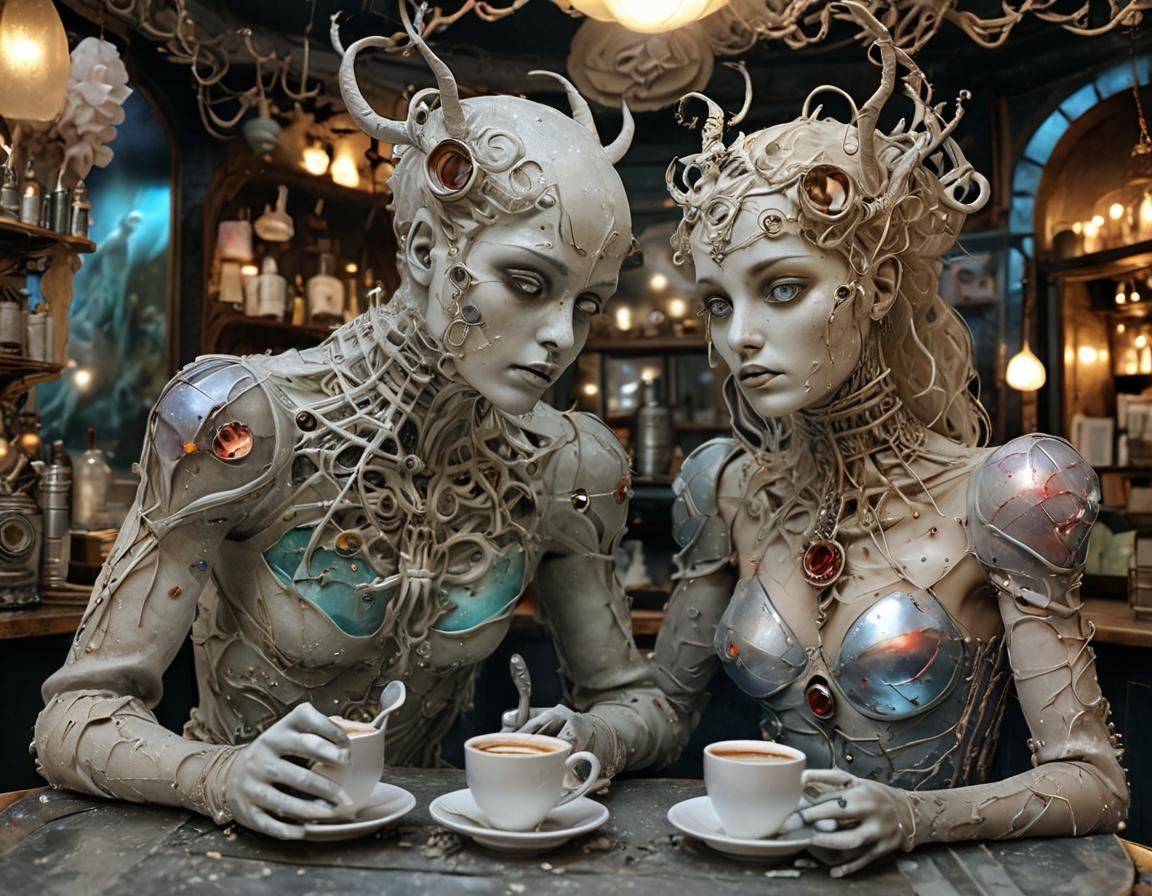 Surreal Cyberpunk Dreamscape with Cosmic Elements