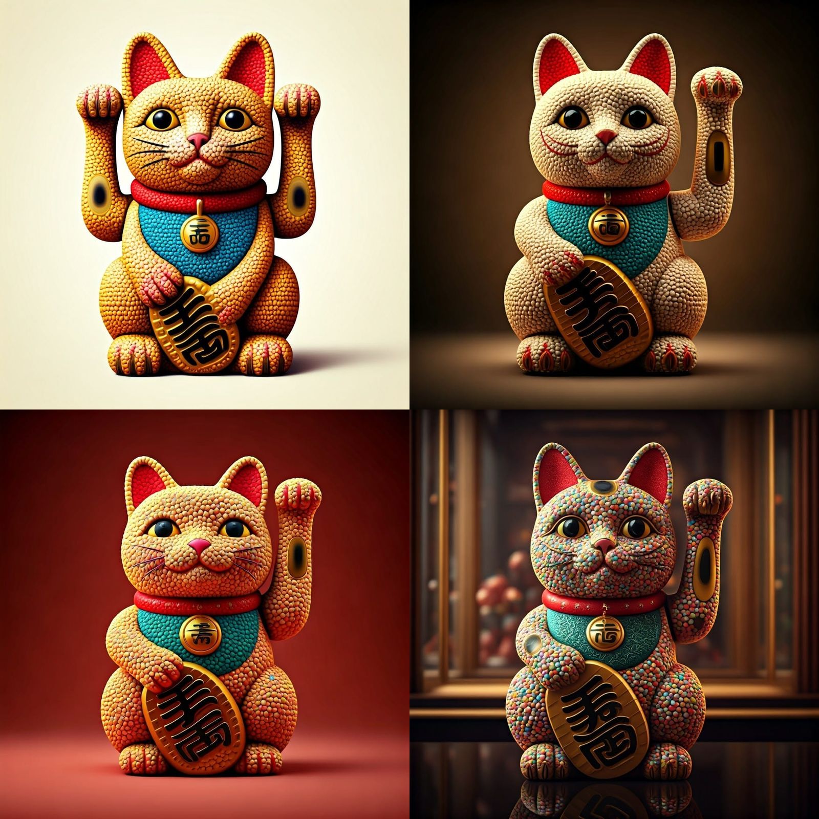 Vibrant Gumball Fortune Cat