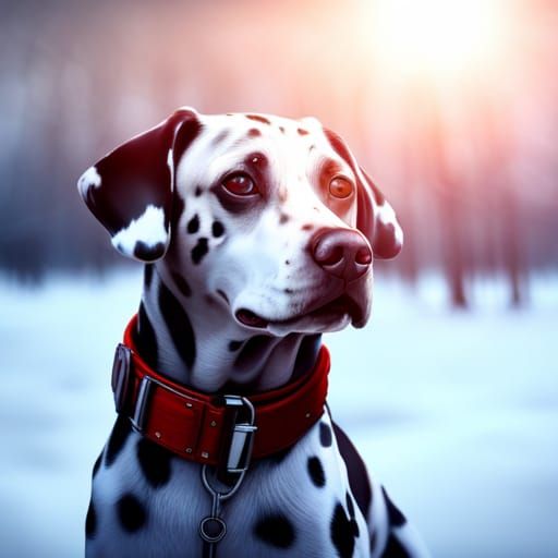 Dalmation Dog in Snowy Paris, Cyberpop Style