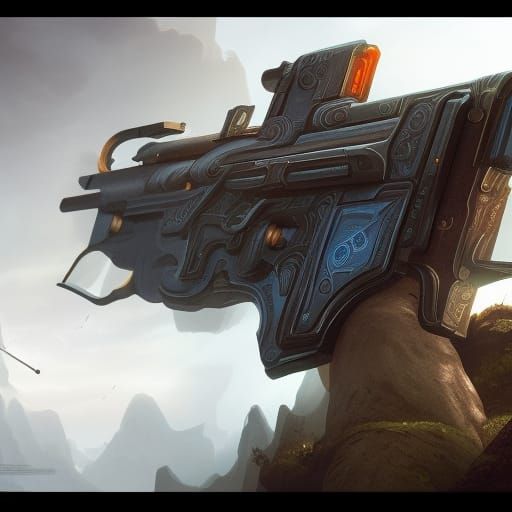 Detailed Gun in Fantasy Concept Art Style