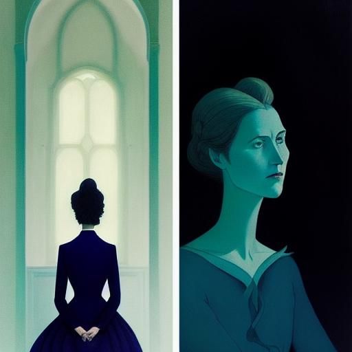 Melancholic Portrait of a Woman in Blue