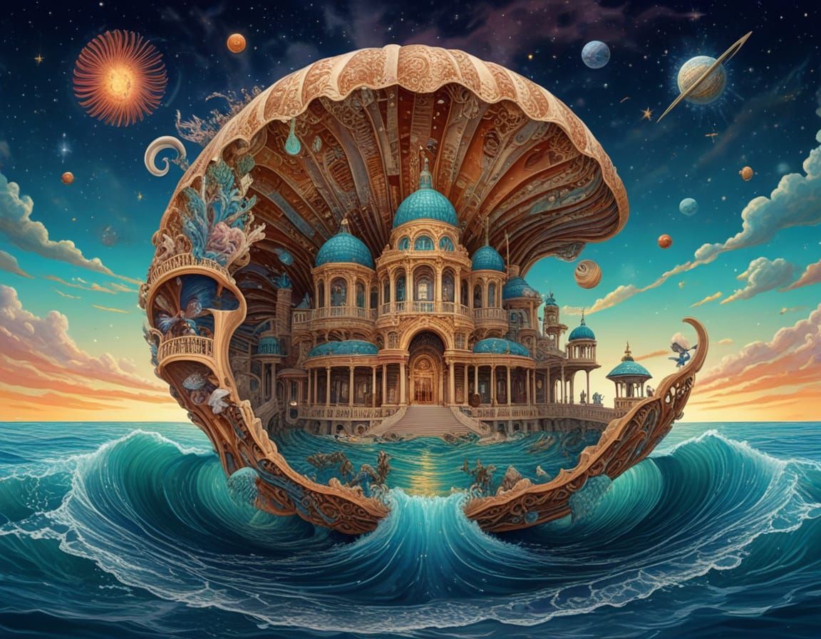 Storybook illustration. Wide angle shot. An ornate royal lib...