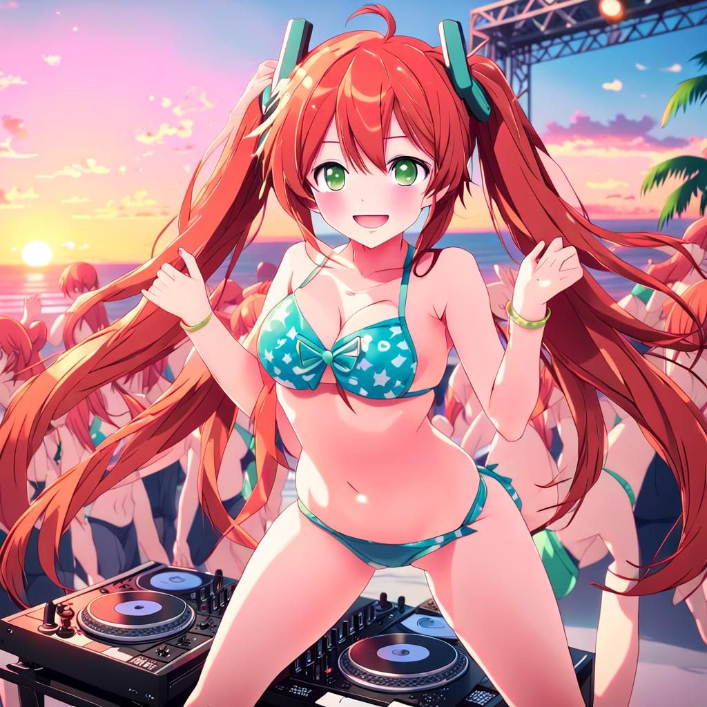 Miku on DJ Stage in Anime Style