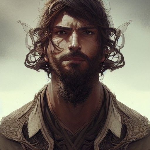 Handsome Blacksmith Portrait in Digital Illustration Style