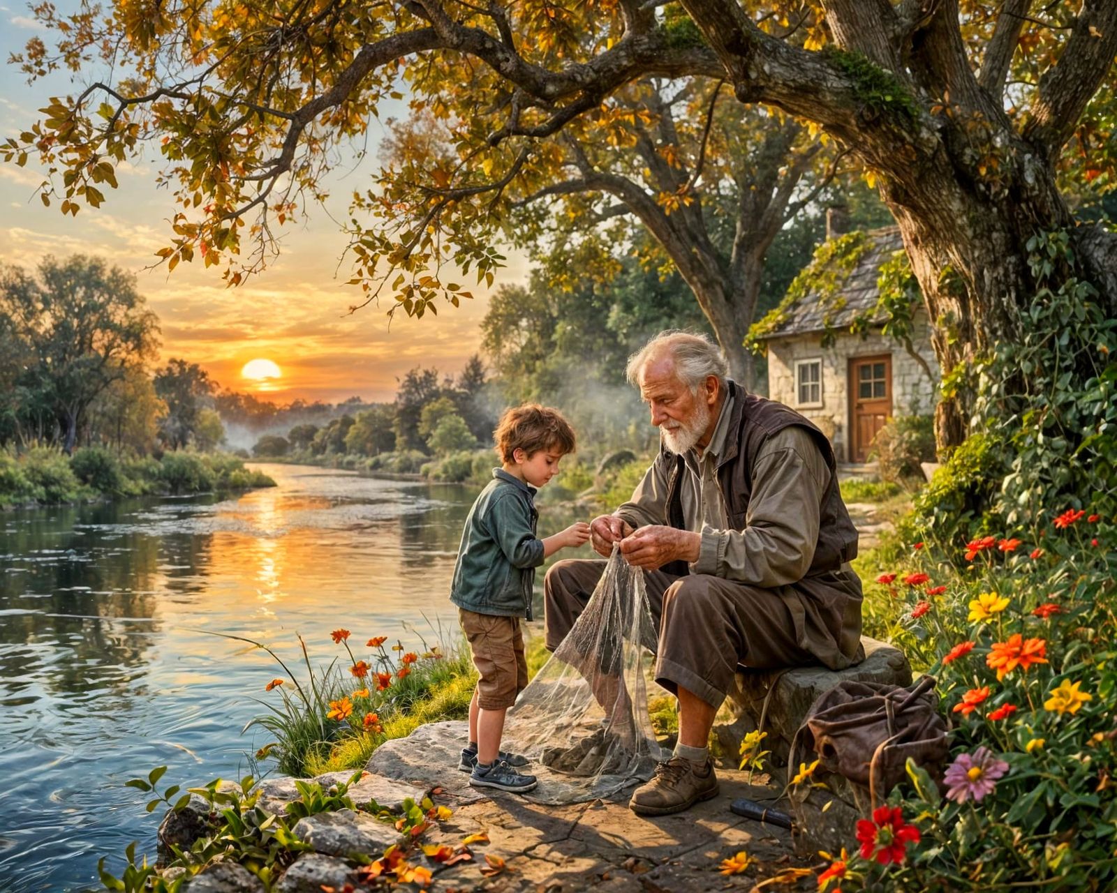 Peaceful moment with GranPa by the river