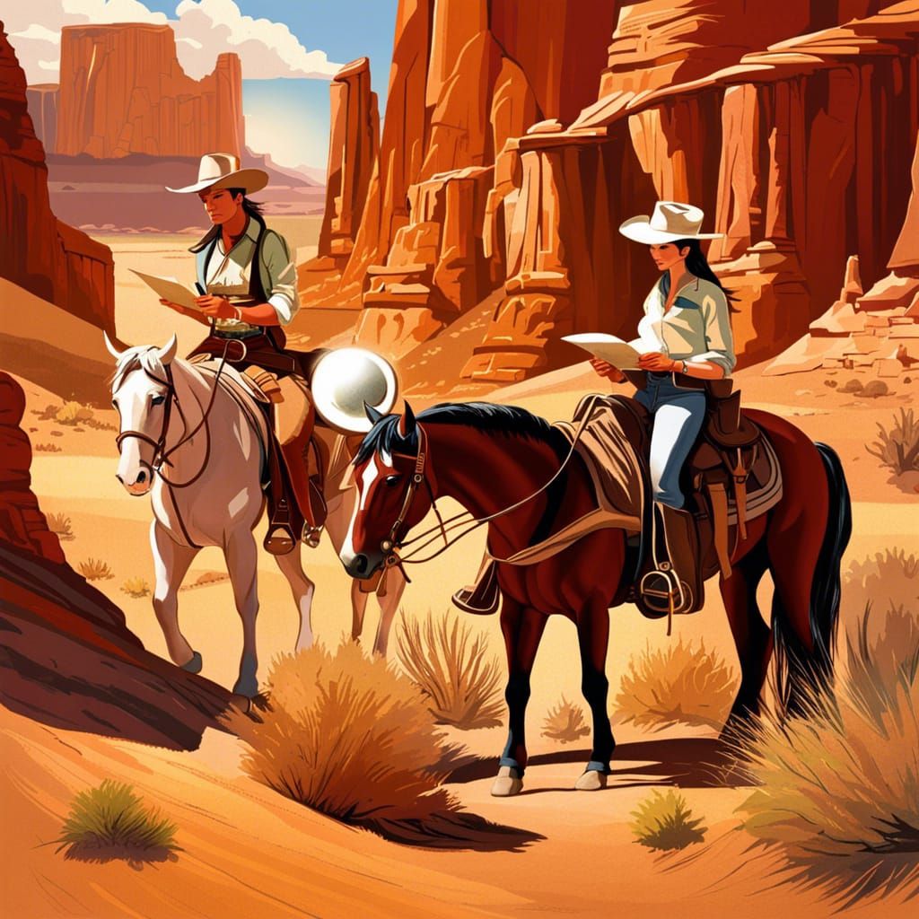 Cowboy and Cowgirl's Desert Treasure Hunt