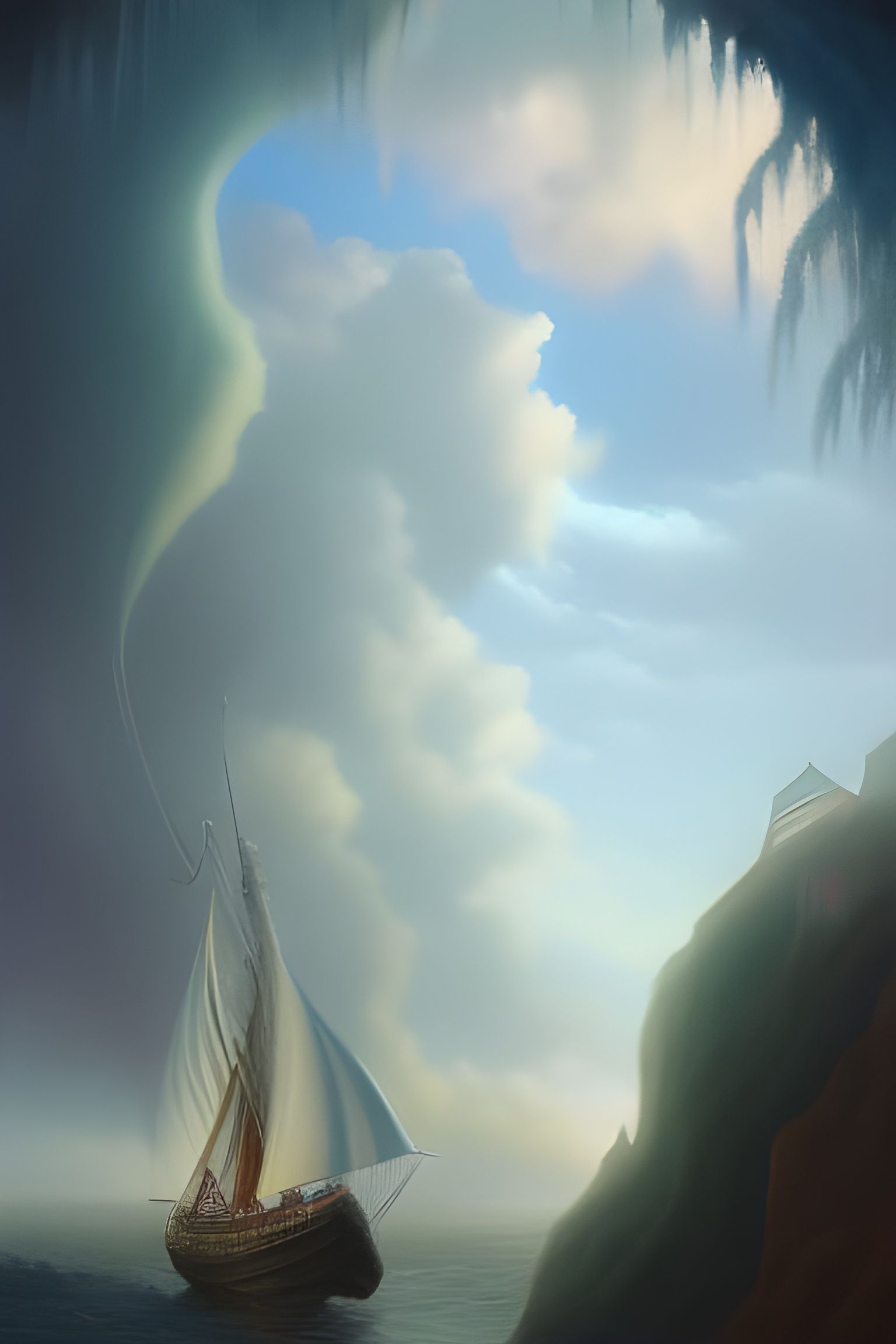 Submarine Chivalric City at Sunset in Pastel Tones