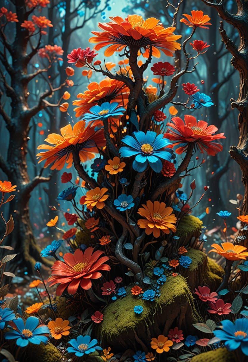 Vibrant Mystical Forest in Pop Art Style