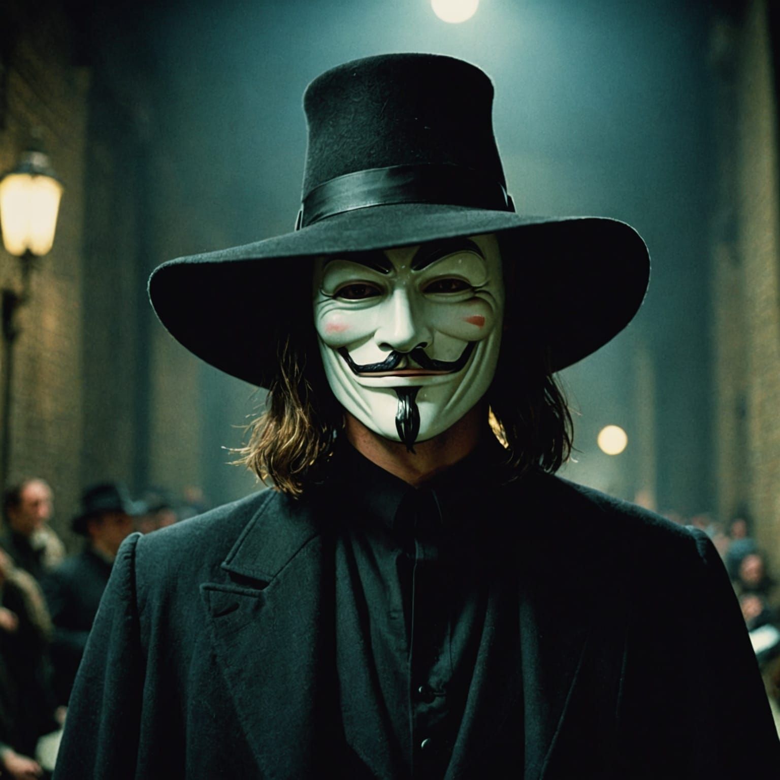Dramatic Film Still of V for Vendetta