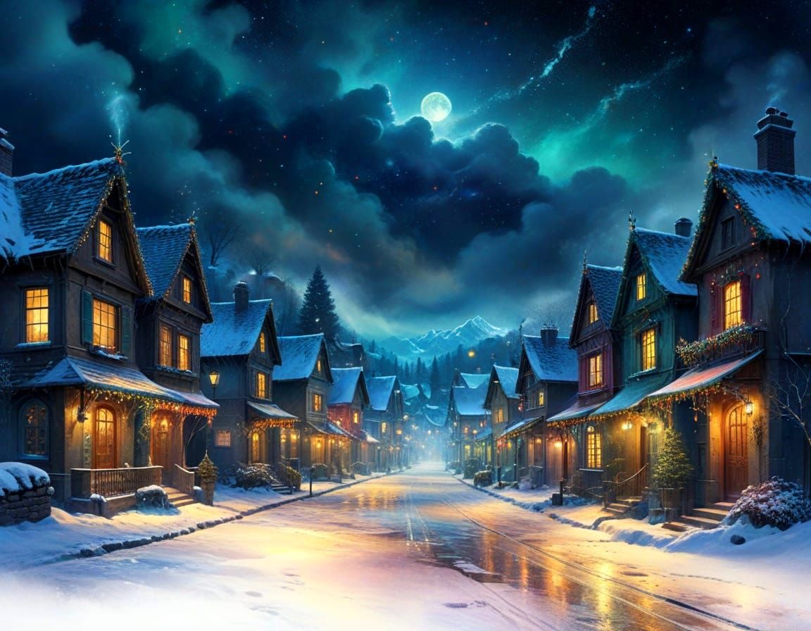 Whimsical American Christmas Night