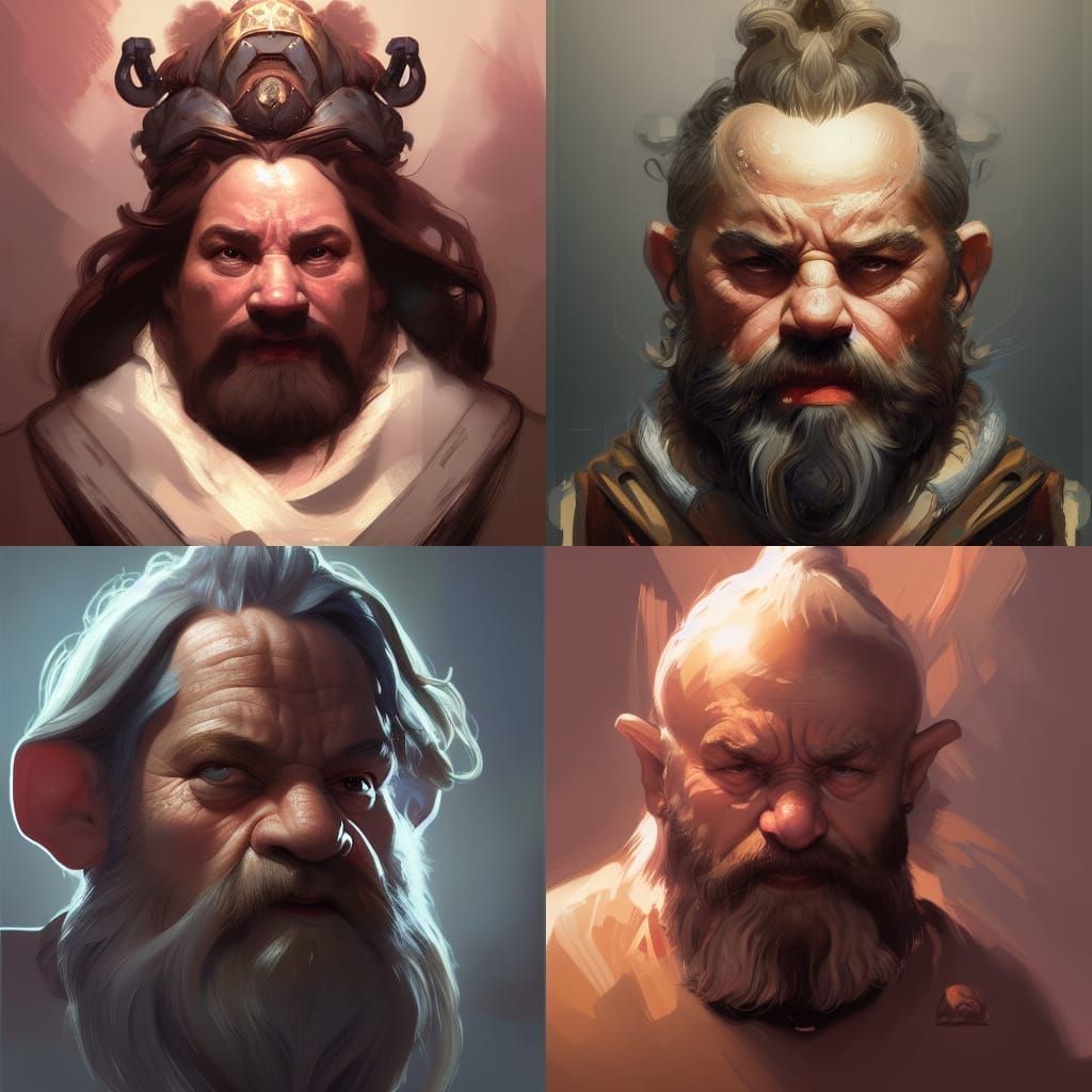 Detailed Dwarf Portrait in Digital Painting Style