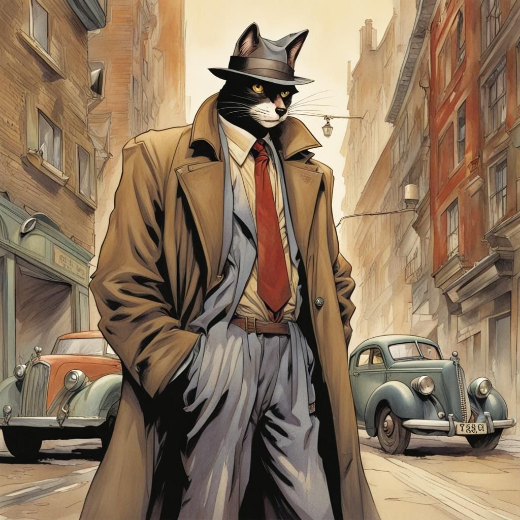 Blacksad Detective in Noir Style
