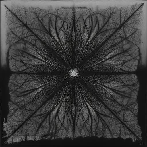 Abstract Photogram of Twigs and Leaves in Grayscale Tones