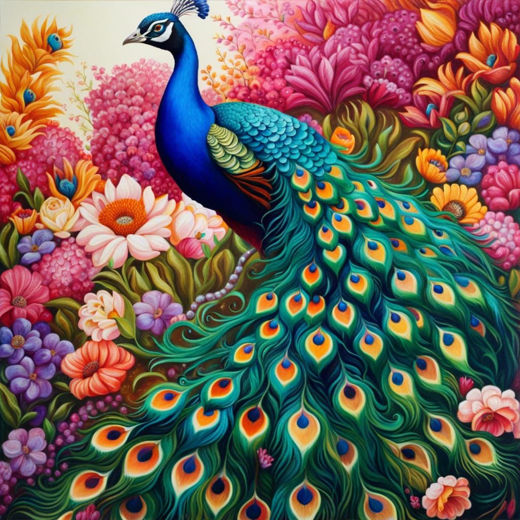 Blooming Peacock: A Floral Masterpiece