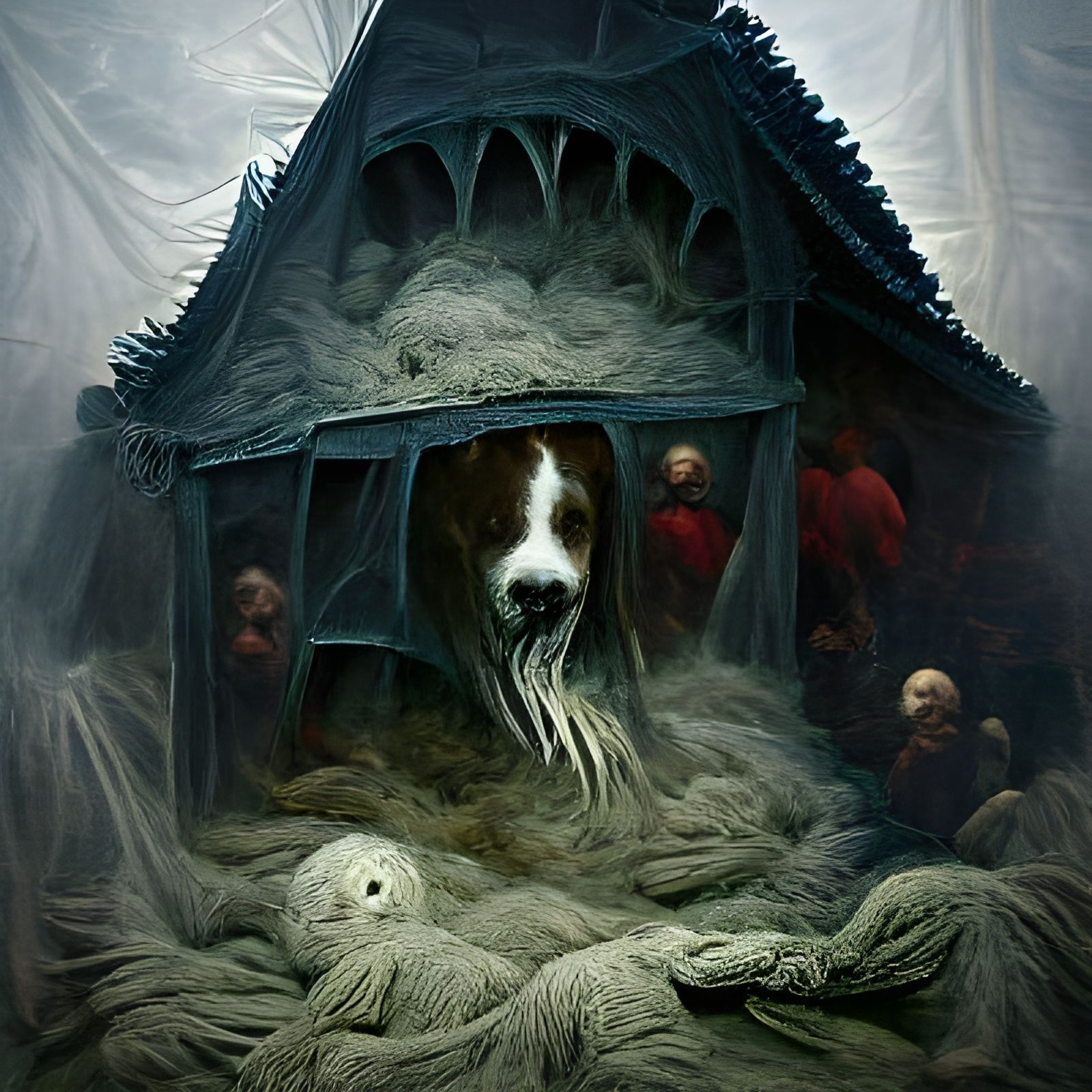 Sinister Dog House in Gothic Horror Style