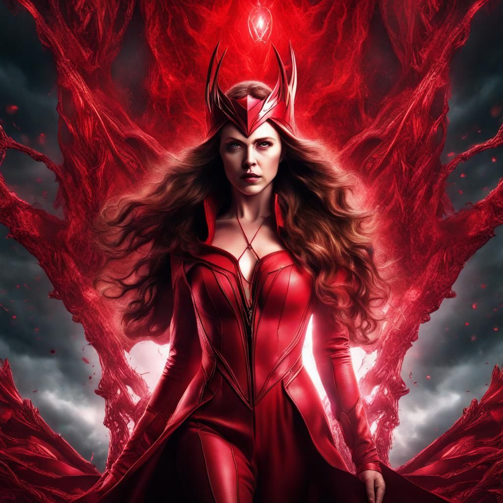 Mystic Scarlet Queen: Hyperrealistic Cinematic Portrait