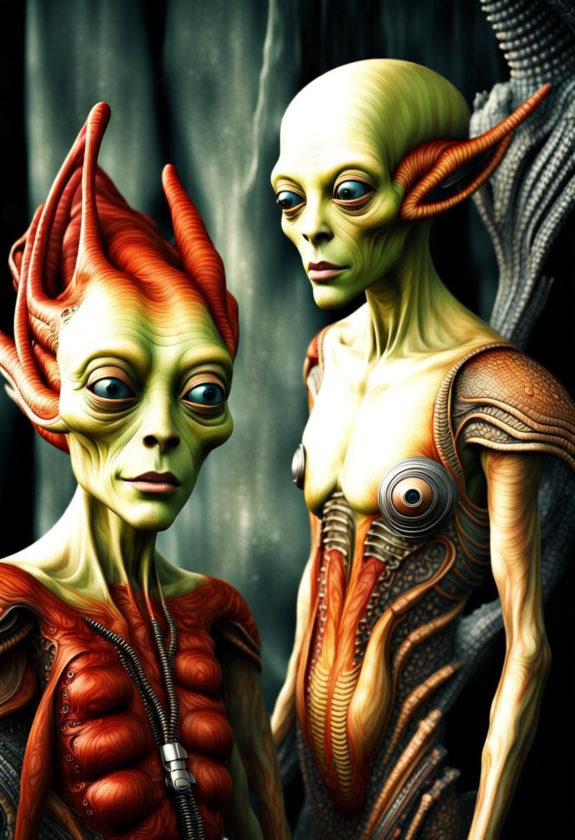 Photorealistic Aliens in Subdued Eldritch Lighting