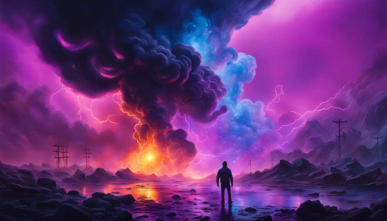 Apocalyptic Wonderland: Space Nebula in Hyperrealistic Splas...