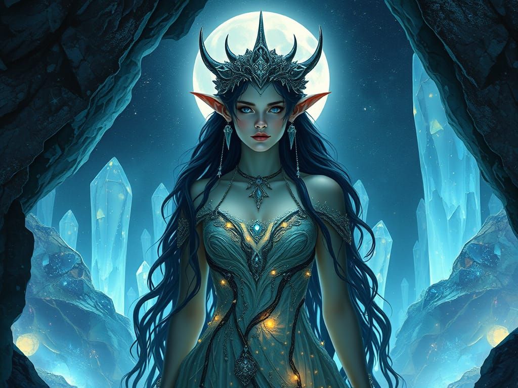 Ethereal Elven Queen in Opal Cave