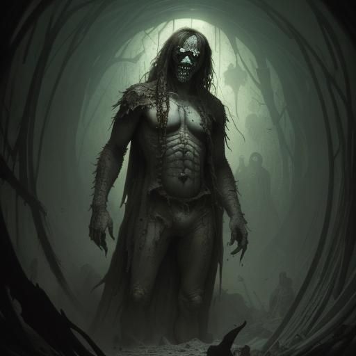 Horrific Mind Creatures in Dark Engraving Style