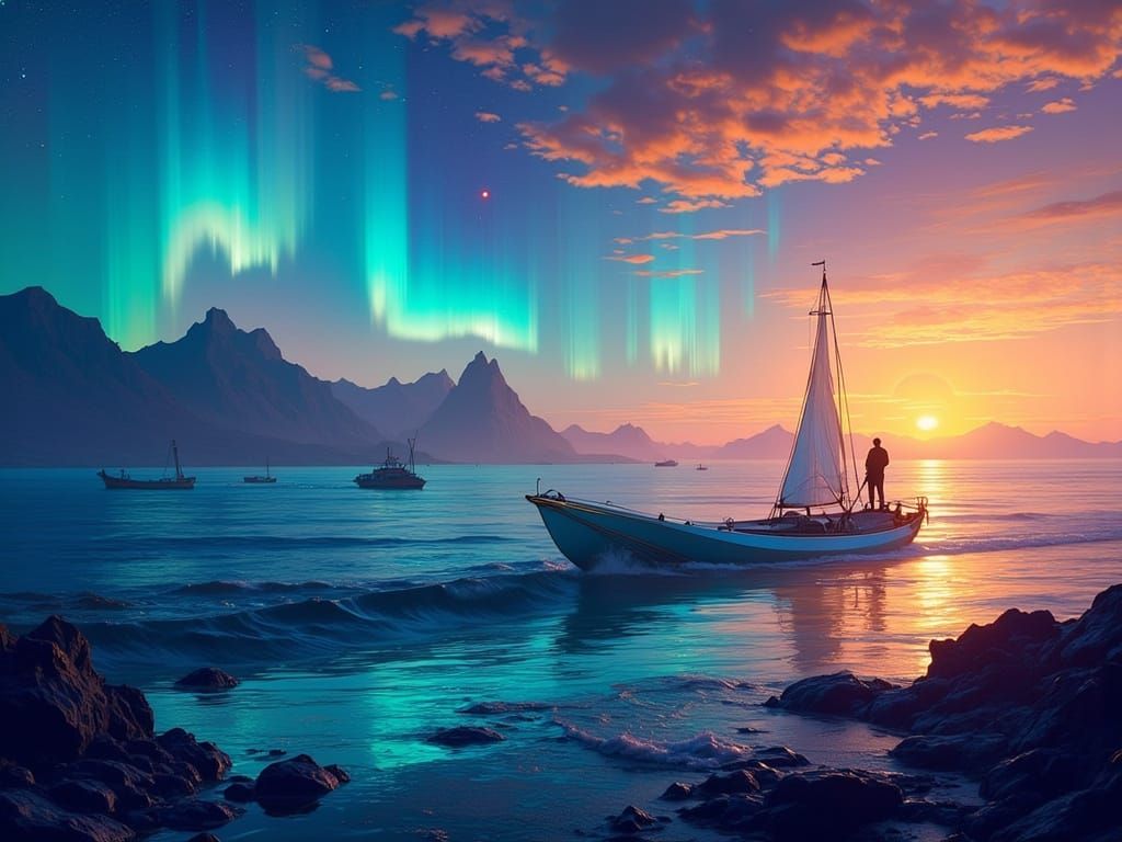 Exoplanet Sailor in Art Nouveau Digital Painting