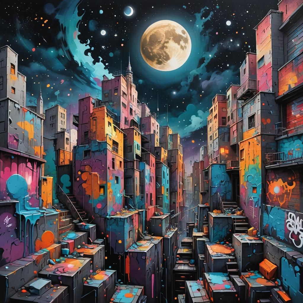 Colorful Polychromatic Graffiti Street Art