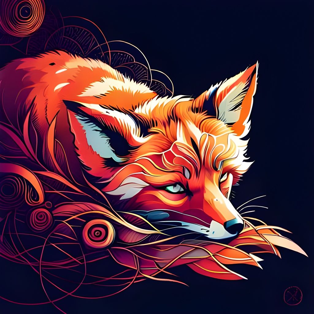 Intricate Fox Outline with Shiny Aura