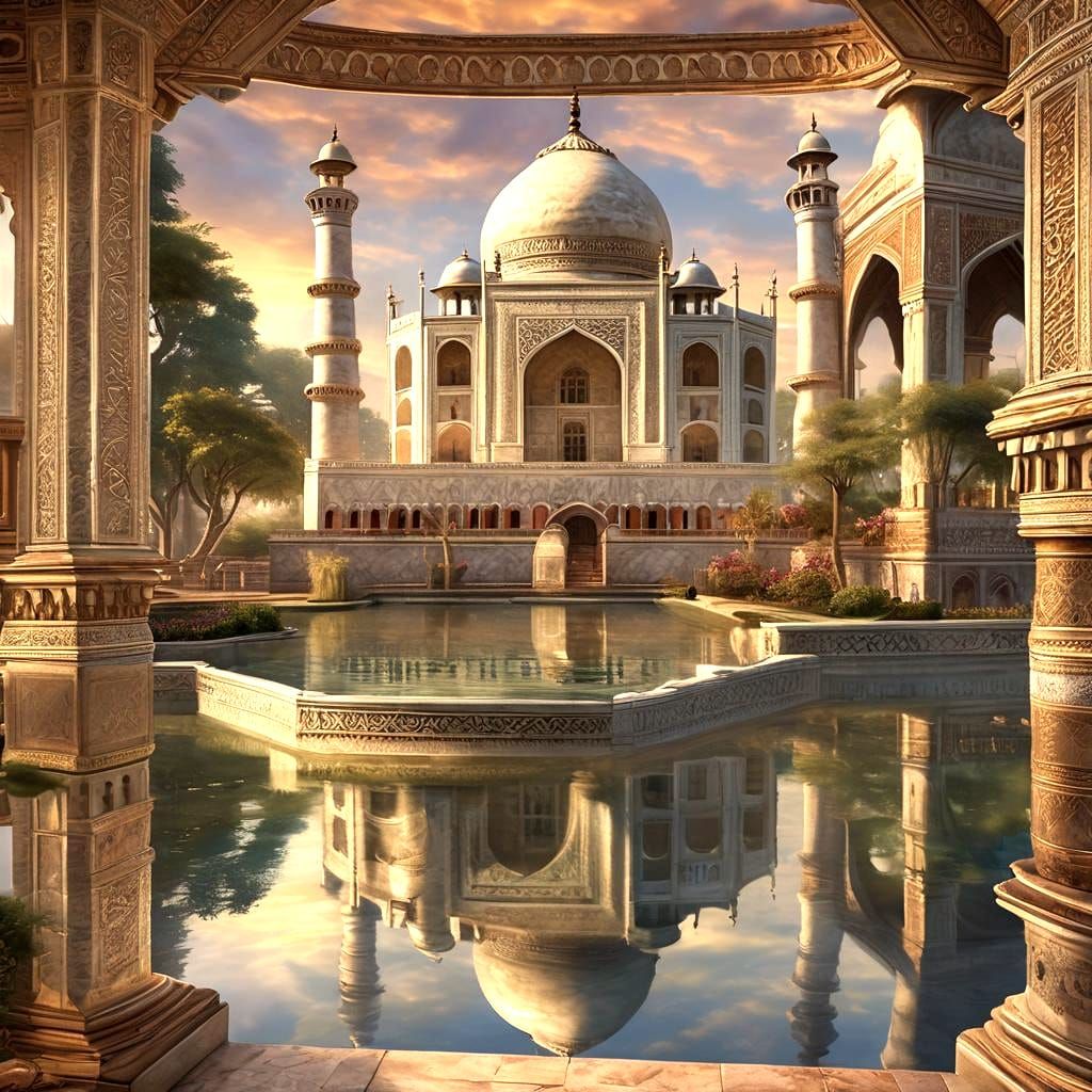 Mughal Palace Architecture in Kinkade Style