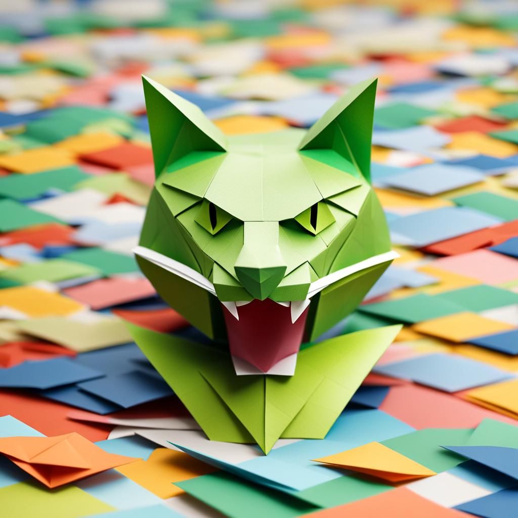 Origami Alligator Cat Hybrid Papercraft