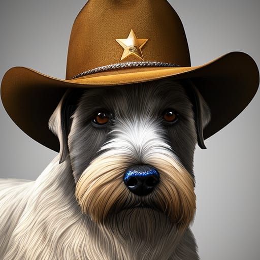 Schnauzer in Cowboy Hat: Sci-Fi Fantasy Art