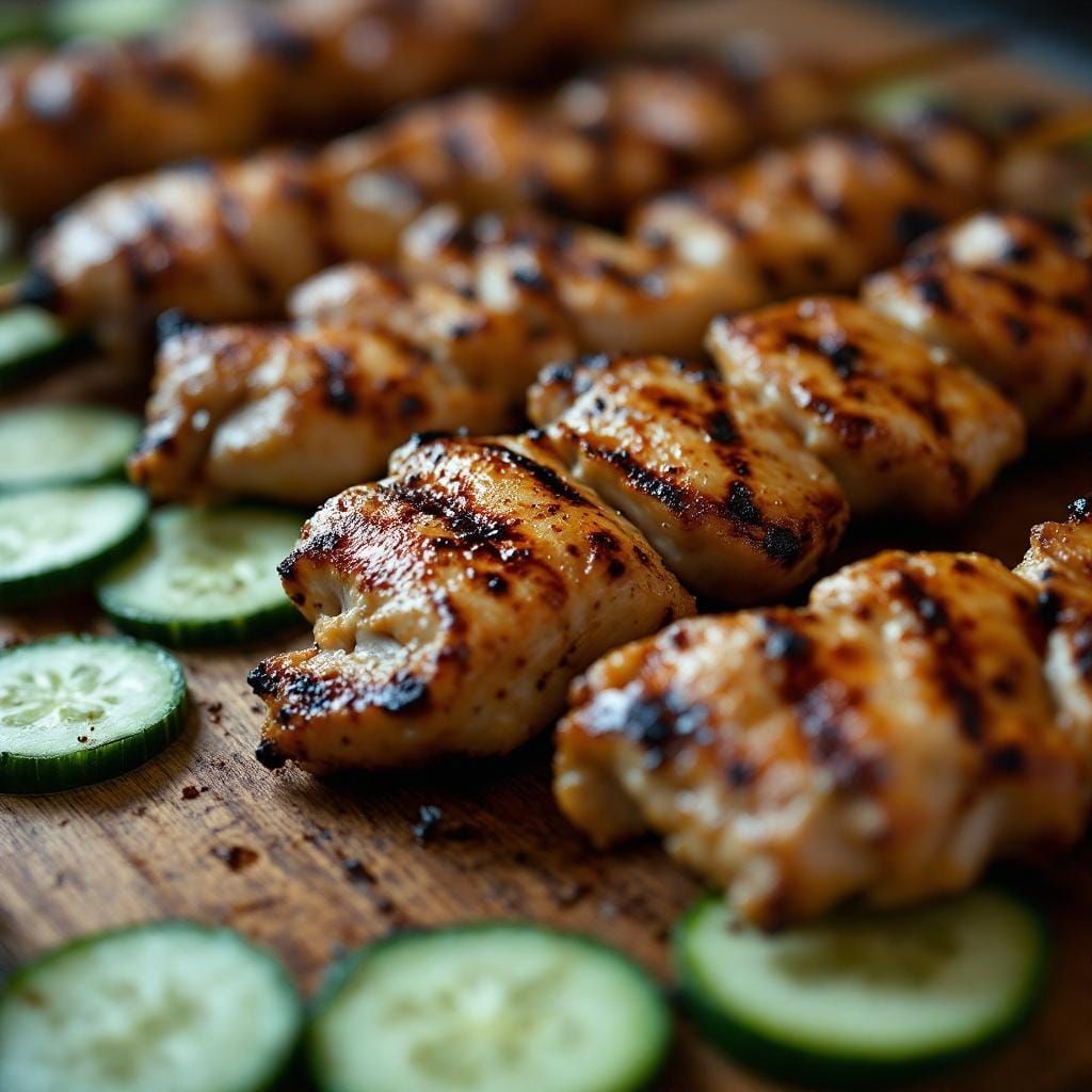 Delicious Grilled Chicken Satay in Cinematic Style