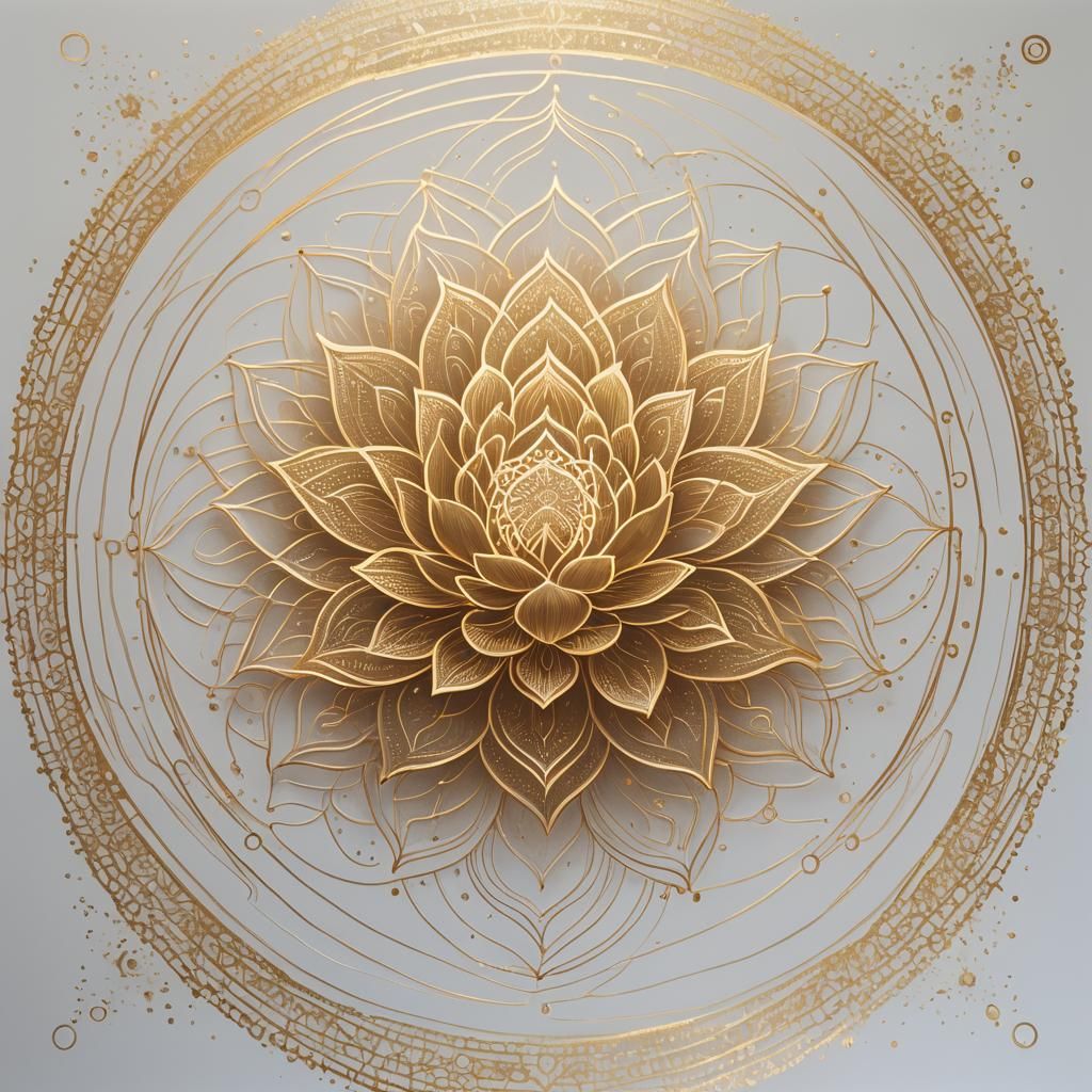 Lotus Mandala with Gold Ink and Laser Lights