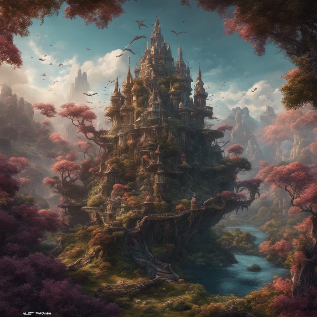 Fantastical Landscape Painting in Deep Color