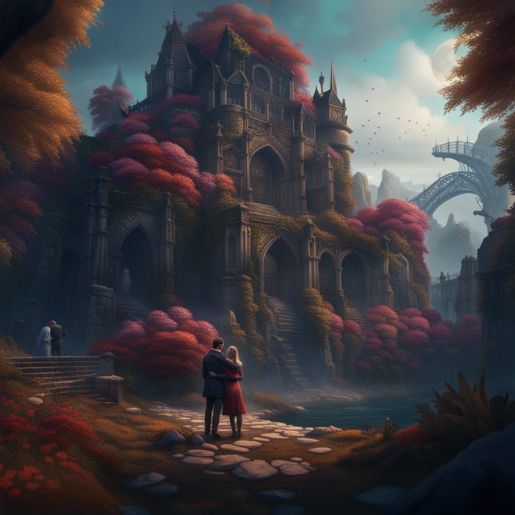 Distant Embrace: Detailed Matte Painting in 8k