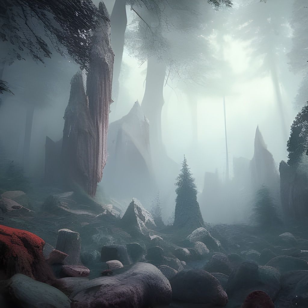 Detailed Satanic Forest Concept Art in Deep Color