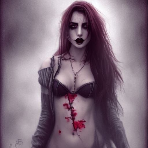 Glamorous Tattooed Vampire in Transylvania as Digital Art