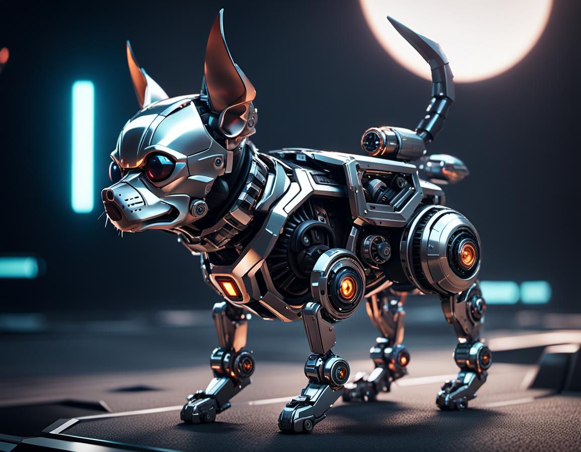 Cyborg Chihuahua with Intricate Mech Details