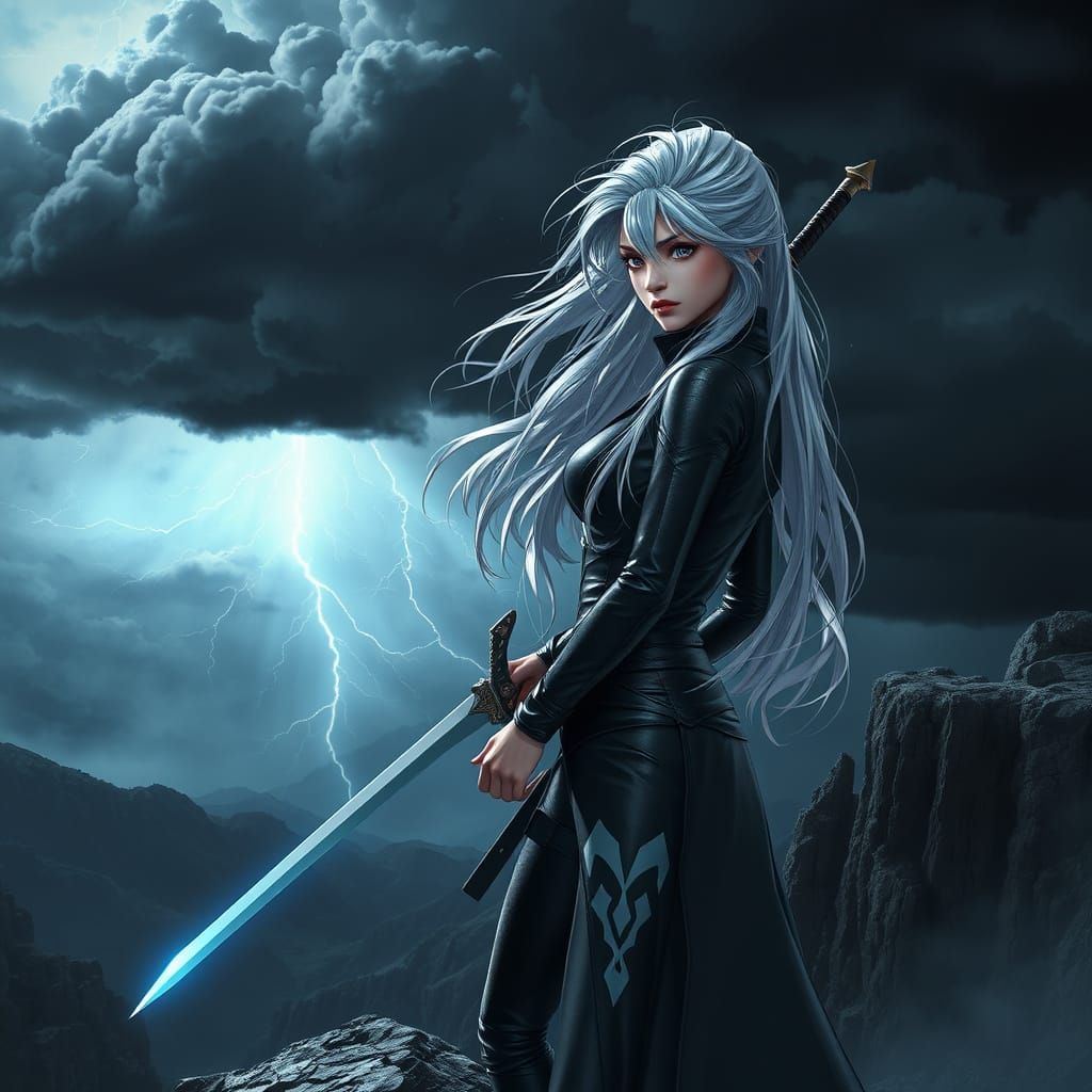 Cyberpunk Goddess of the Stormy Skies