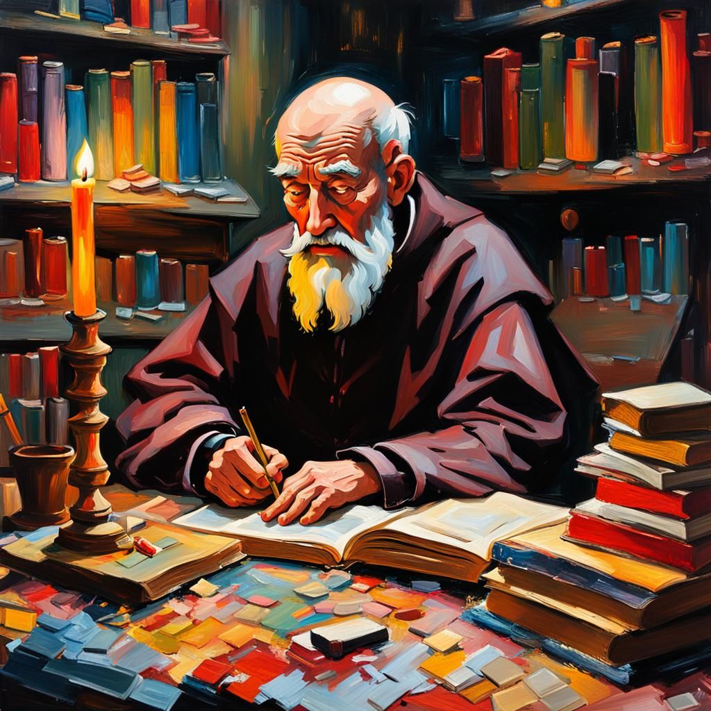 Saint Jerome in His Study: Neo-Expressionist Impasto Paintin...