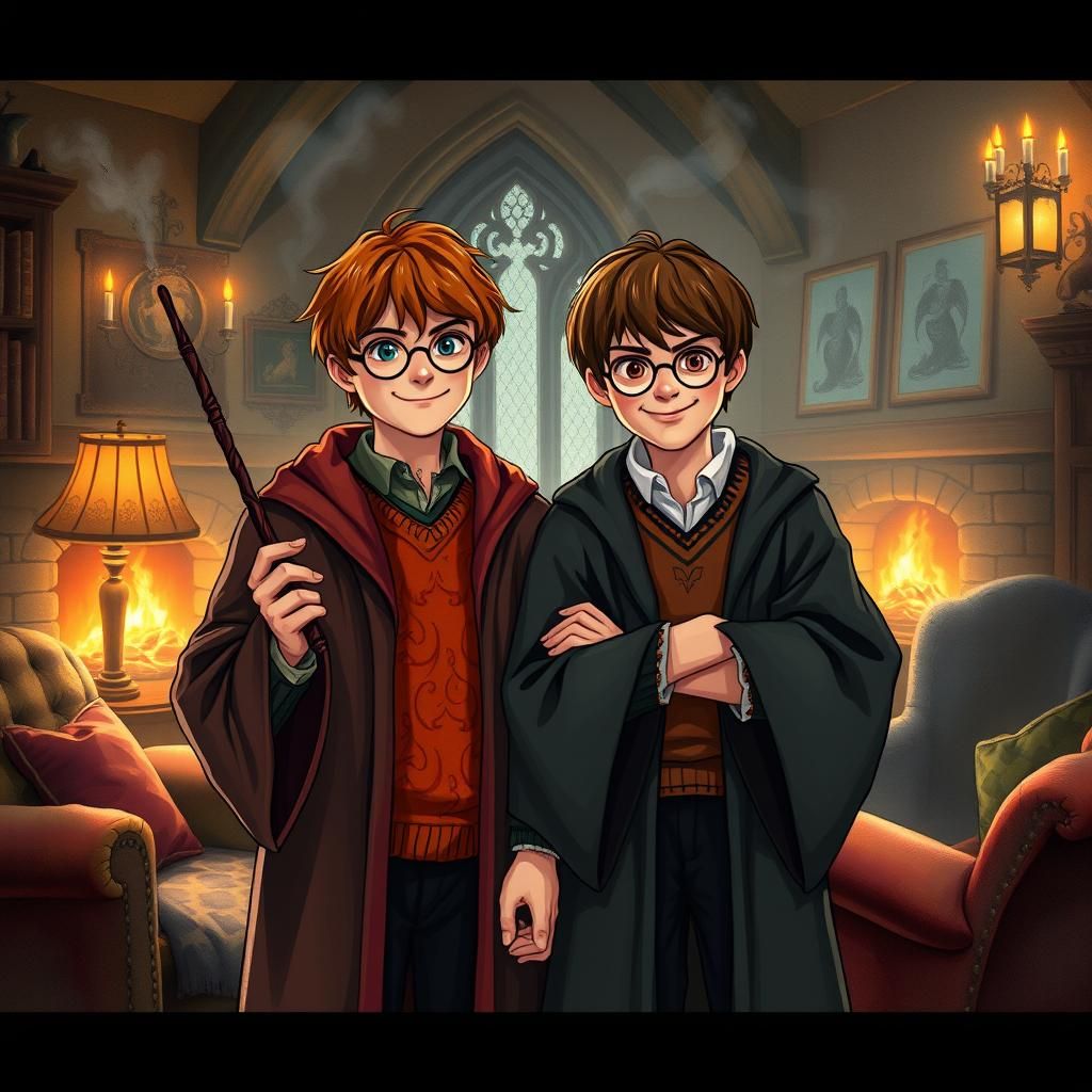 Harry Potter and Ron Weasley: Book Illustration
