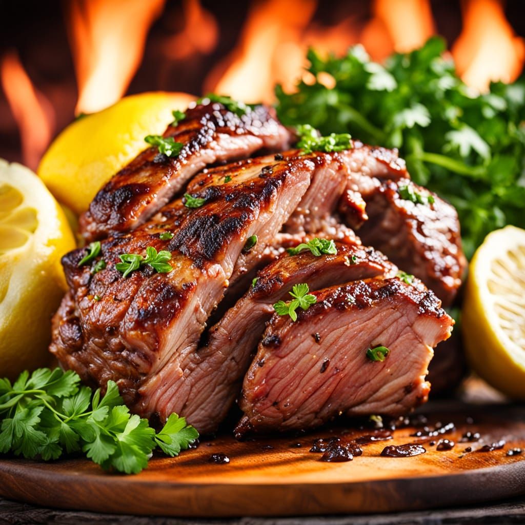 Savory Spit-Roasted Lamb Close-Up