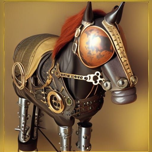 Steampunk Horse with Intricate Eyewear and Engine