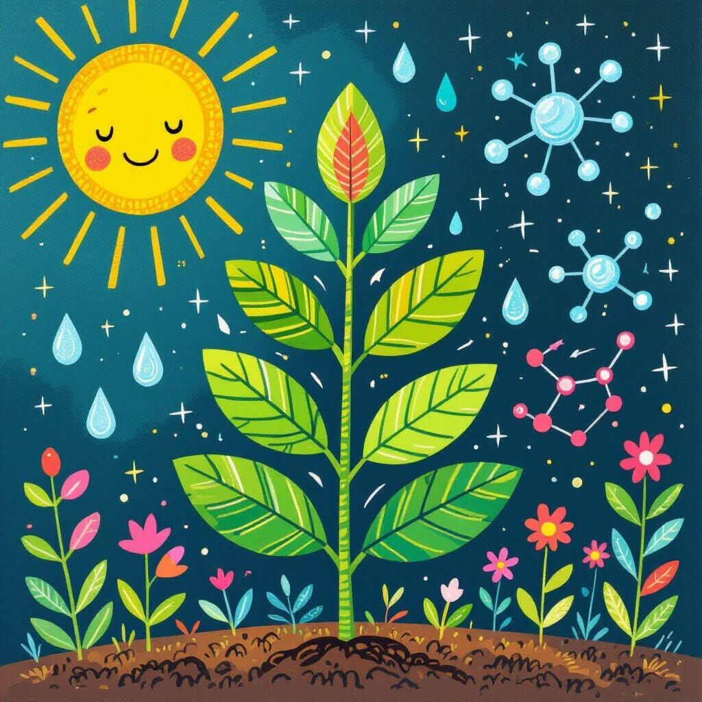 Photosynthesis: A Colorful, Illustrated Plant Diagram