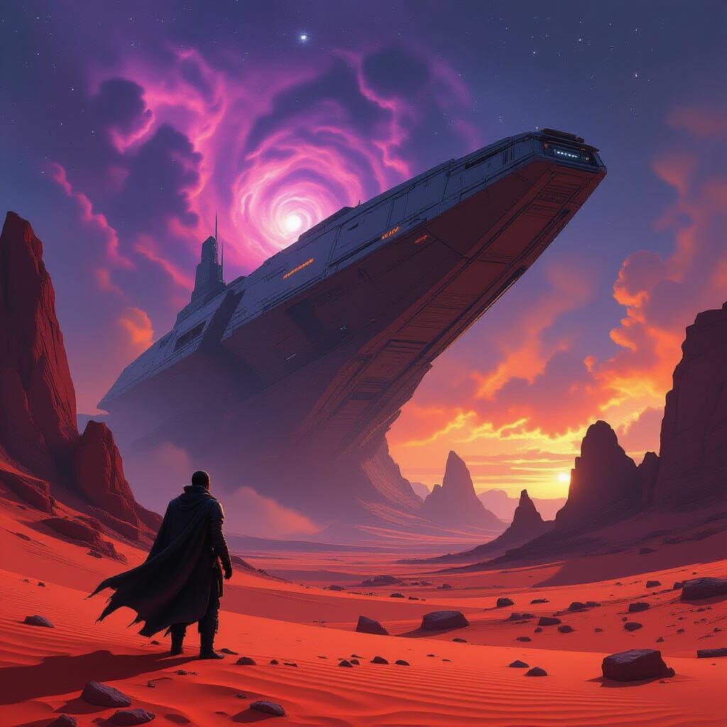 Space Cowboy Surveys Ancient Alien Shipwreck on Crimson Plan...