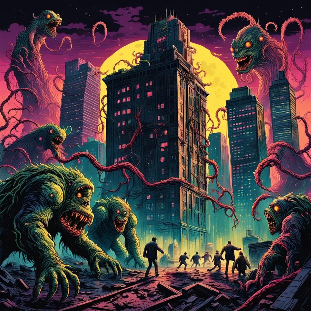 Monstrous Rampage Through Ruined Cityscape