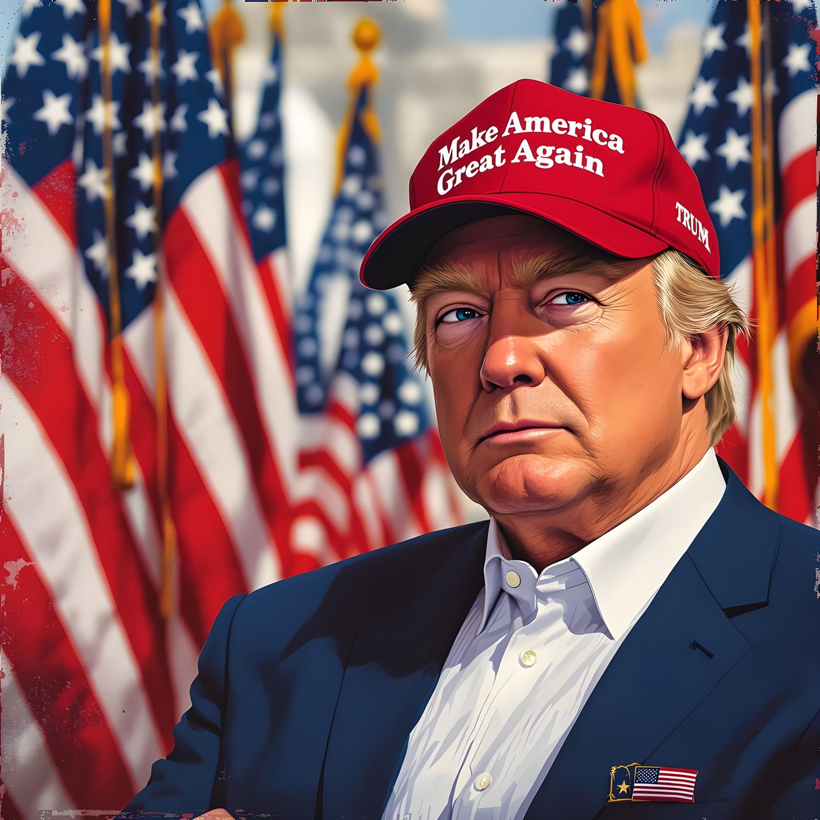 Donald Trump Wearing MAGA Hat
