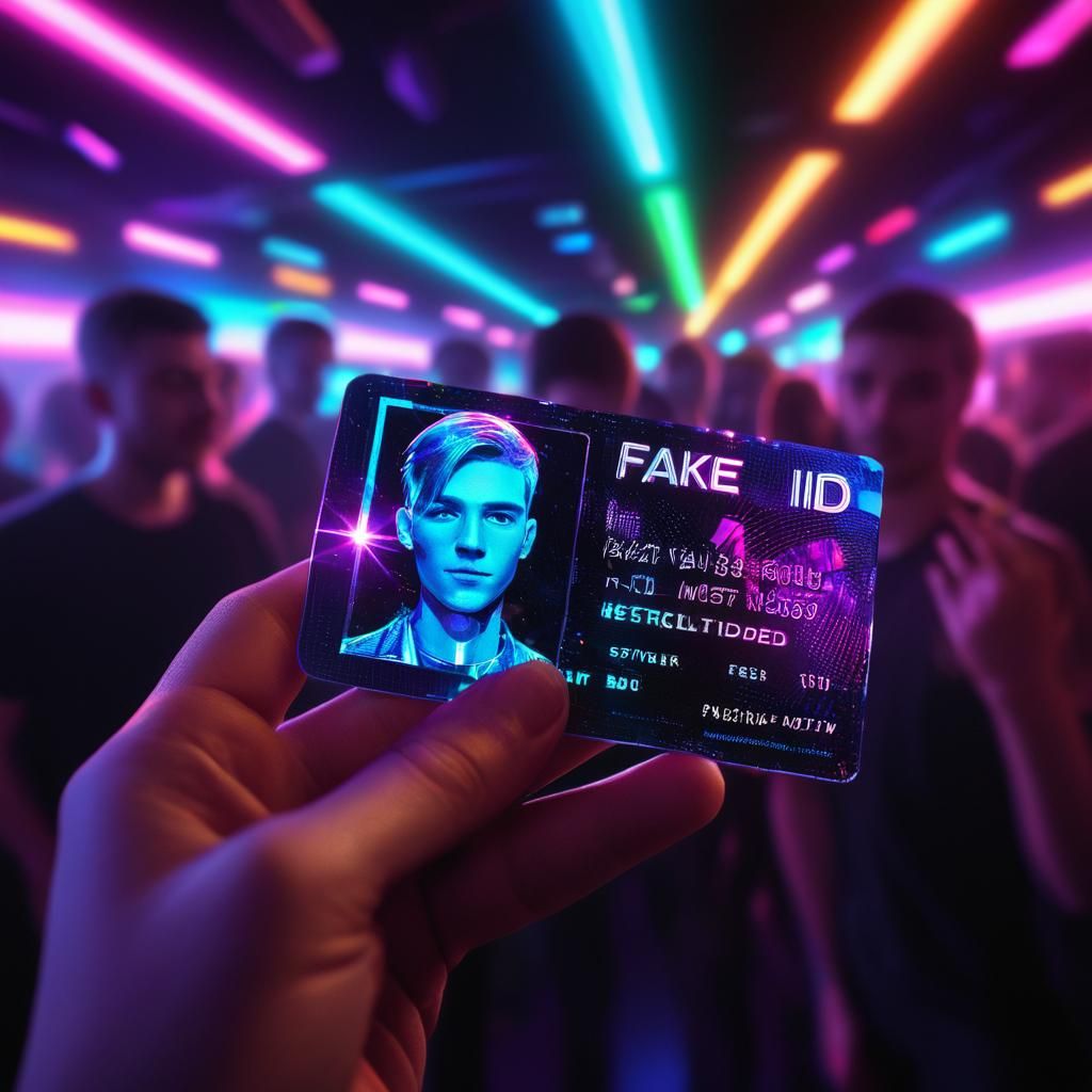 Futuristic Low-Poly Fake ID in Nightclub
