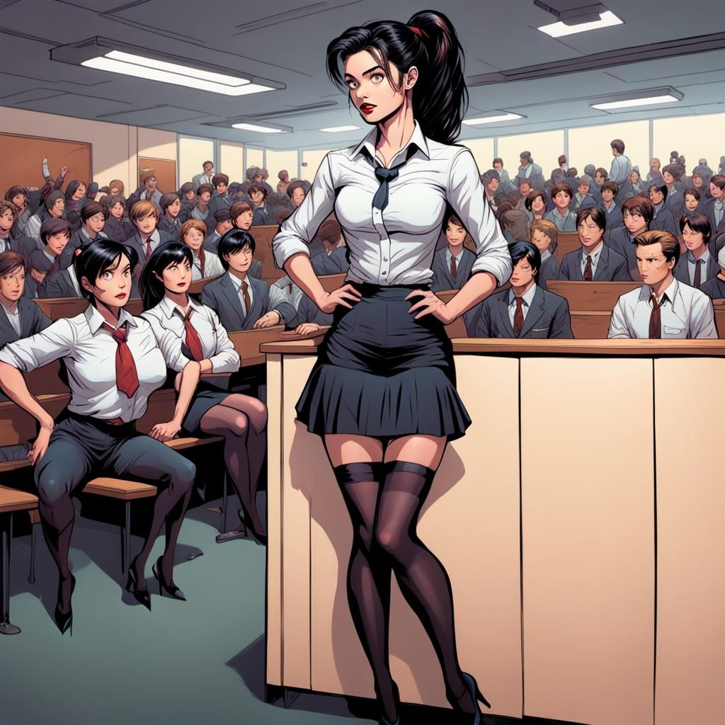 Comic Book Art of Woman Lecturing