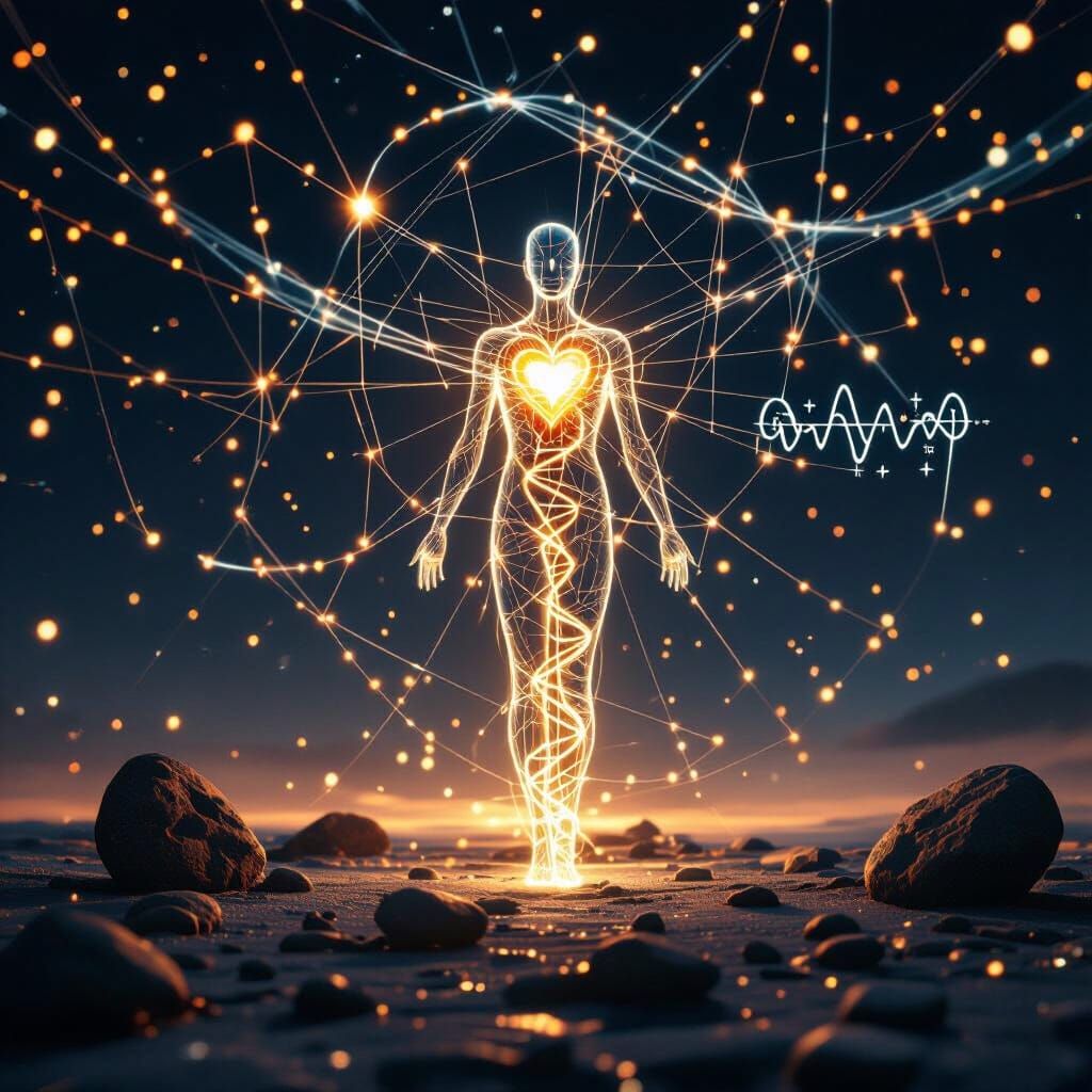 Mystical Human Form in Luminous String Web