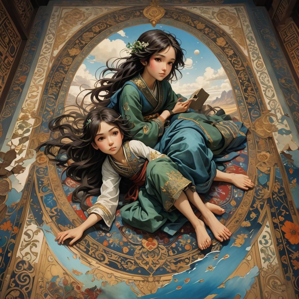 Flying Carpet Ride, Concept Art in Watercolor Style